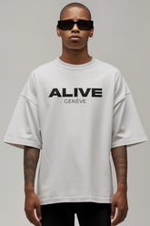 STILL ALIVE Logo Oversized T-Shirt WHT