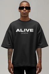 STILL ALIVE Logo Oversized T-Shirt BLK