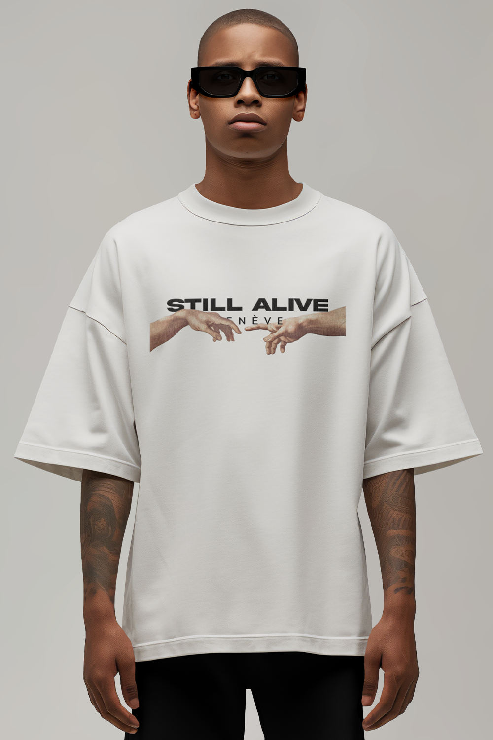 STILL ALIVE Adam Oversized T-Shirt WHT